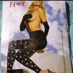 NEW Sexy Skull & Hearts Opaque Leggings